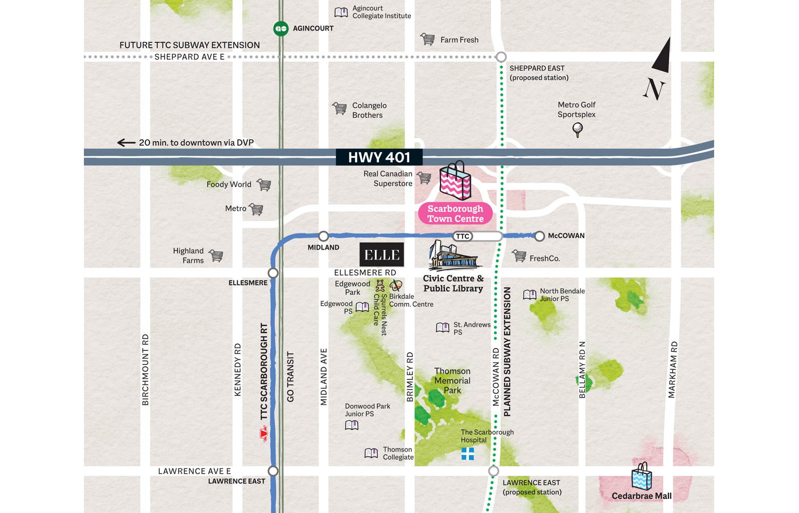 Elle Condos Neighbourhood Map